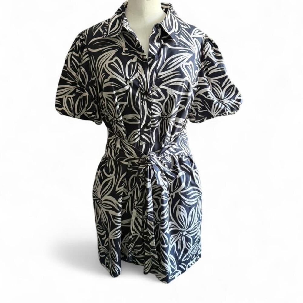 Toccin Tina Floral Print Puff Sleeve Mini dress (sz 14)